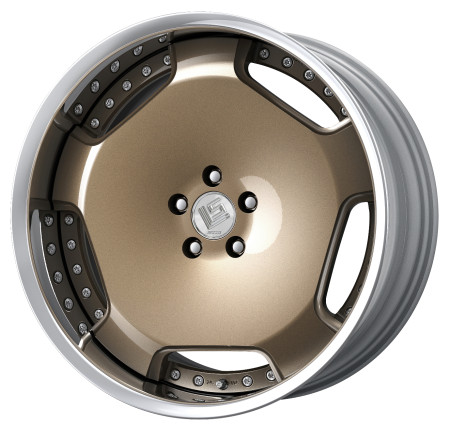 HYPER GOLD [HPG] CENTRE DISK, POLISHED ANODIZED FLAT RIM WITH CHROME RIVETS