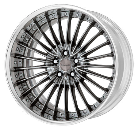 BRILLIANT SILVER BLACK [BSB] CENTRE DISK, POLISHED ANODIZED FLAT RIM WITH CHROME RIVETS