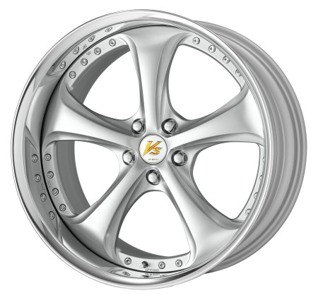 LIGHT GRAY SILVER [LGS] CENTRE DISK, POLISHED ANODIZED FLAT RIM WITH CHROME RIVETS