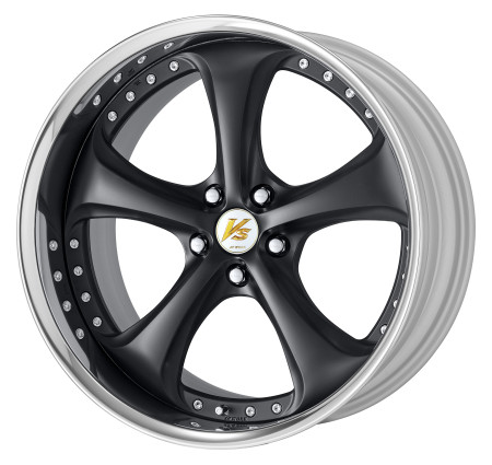 MATT BLACK [MBL] CENTRE DISK, POLISHED ANODIZED FLAT RIM WITH CHROME RIVETS