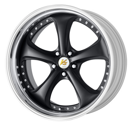 MATT BLACK [MBL] CENTRE DISK, POLISHED ANODIZED STEP RIM WITH CHROME RIVETS