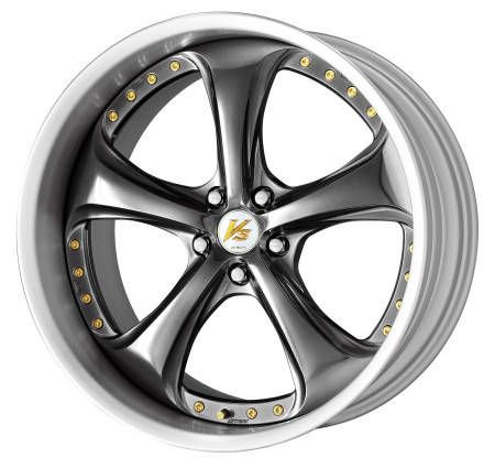 BRILLIANT SILVER BLACK [BSB] CENTRE DISK, BRUSHED ANODIZED FLAT RIM WITH CHROME RIVETS