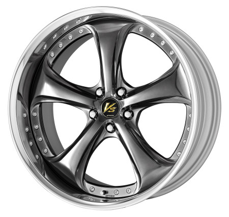 BRILLIANT SILVER BLACK [BSB] CENTRE DISK, POLISHED ANODIZED FLAT RIM WITH CHROME RIVETS