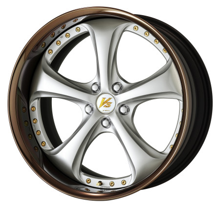 LIGHT GRAY SILVER [LGS] CENTRE DISK, GLOSS BRONZE ANODIZED FLAT RIM WITH GOLD RIVETS