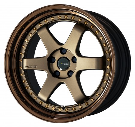 [19 INCH] AHG BRONZE [AHG2] CENTRE DISK, GLOSS BRONZE ANODIZED STEP RIM WITH GOLD RIVETS - WITH OPTIONAL CAP