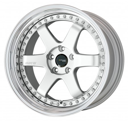 [19 INCH] LIGHT GRAY SILVER [GSL] CENTRE DISK, POLISHED ANODIZED STEP RIM WITH CHROME RIVETS - WITH OPTIONAL CAP