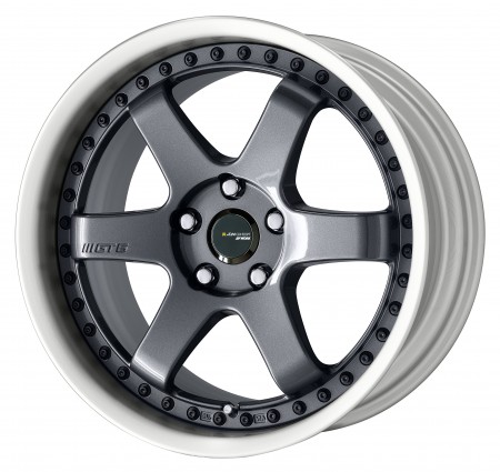 [18 INCH] GLOSS GUNMETAL [GM] CENTRE DISK, POLISHED ANODIZED STEP RIM WITH BLACK RIVETS - WITH OPTIONAL CAP